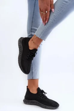 Best Boto Materiałowe Lekkie Buty Sportowe Damskie Czarne Xalara