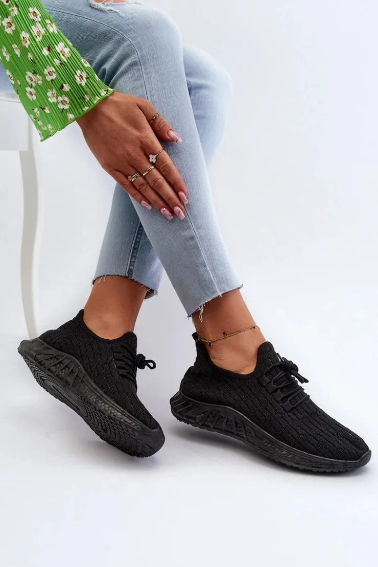 Best Boto Materiałowe Lekkie Buty Sportowe Damskie Czarne Xalara
