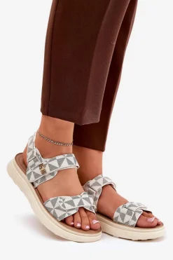 Damskie Boto Materiałowe Sandały Damskie Na Platformie Beżowe Leriot