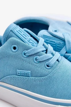 Big Star Shoes Trampki Damskie Big Star|Trampki Damskie Niskie*Materiałowe Tenisówki Na Platformie Big Star LL274146 Jasnoniebieskie