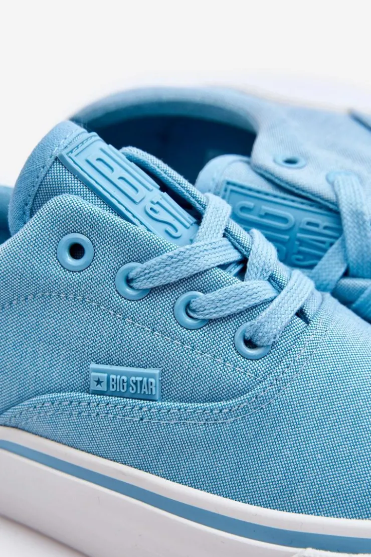 Big Star Shoes Trampki Damskie Big Star|Trampki Damskie Niskie*Materiałowe Tenisówki Na Platformie Big Star LL274146 Jasnoniebieskie