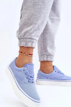 Outlet Big Star Shoes Materiałowe Tenisówki Na Platformie Big Star LL274145 Niebieskie