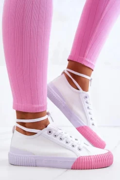 Damskie Big Star Shoes Materiałowe Tenisówki Trampki BIG STAR JJ274111 Białe