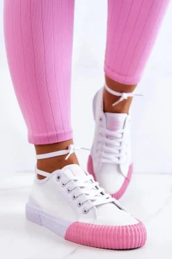 Damskie Big Star Shoes Materiałowe Tenisówki Trampki BIG STAR JJ274111 Białe