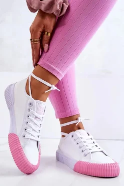 Damskie Big Star Shoes Materiałowe Tenisówki Trampki BIG STAR JJ274111 Białe