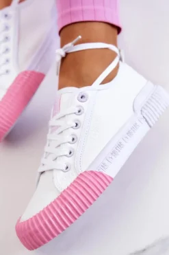 Damskie Big Star Shoes Materiałowe Tenisówki Trampki BIG STAR JJ274111 Białe