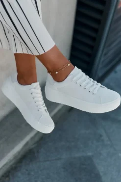 Damskie Big Star Shoes Materiałowe Trampki Damskie Na Platformie Big Star RR274463 Białe