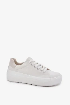 Damskie Big Star Shoes Materiałowe Trampki Damskie Na Platformie Big Star RR274463 Białe