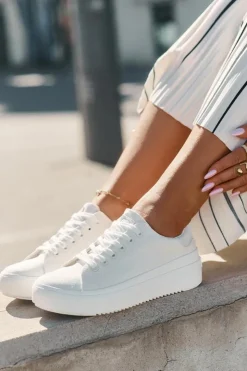 Damskie Big Star Shoes Materiałowe Trampki Damskie Na Platformie Big Star RR274463 Białe