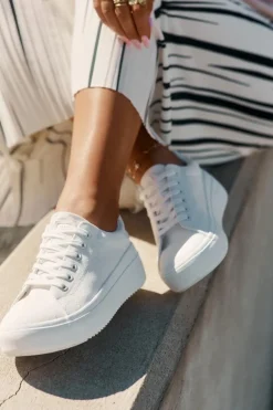 Damskie Big Star Shoes Materiałowe Trampki Damskie Na Platformie Big Star RR274463 Białe