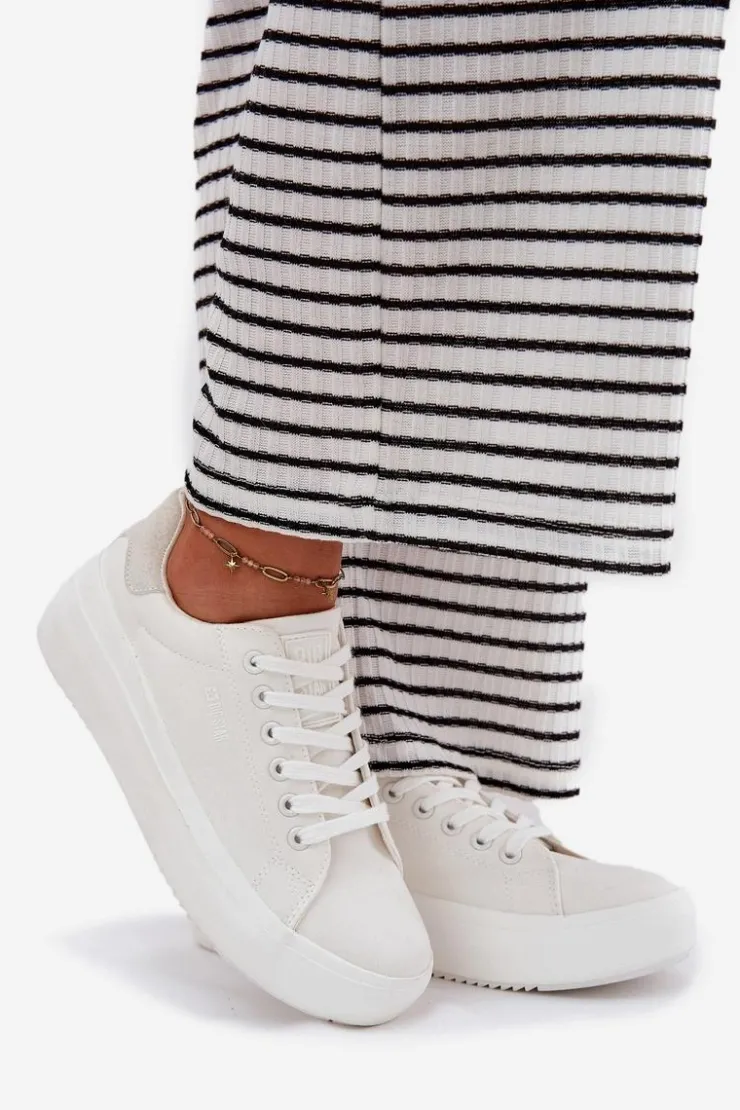 Damskie Big Star Shoes Materiałowe Trampki Damskie Na Platformie Big Star RR274463 Białe