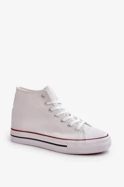 New Boto Materiałowe Trampki Damskie Za Kostkę Białe Onaria