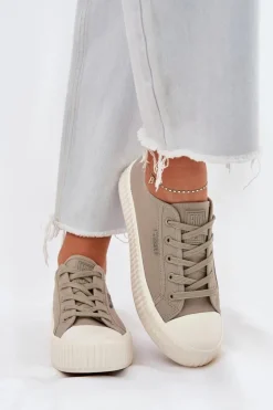 Online Big Star Shoes Materiałowe Trampki Damskie Na Platformie Big Star RR274779 Szare Szary