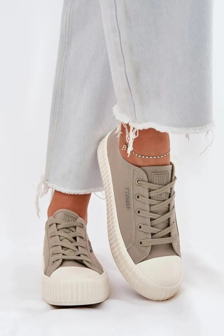 Online Big Star Shoes Materiałowe Trampki Damskie Na Platformie Big Star RR274779 Szare Szary