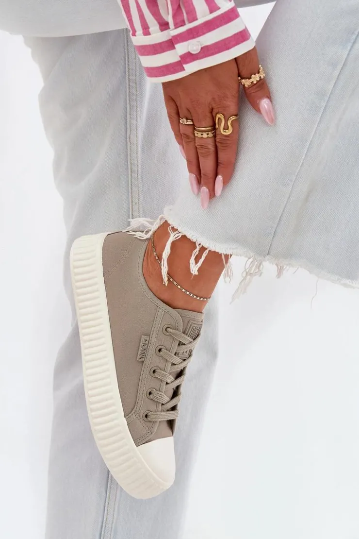 Online Big Star Shoes Materiałowe Trampki Damskie Na Platformie Big Star RR274779 Szare Szary