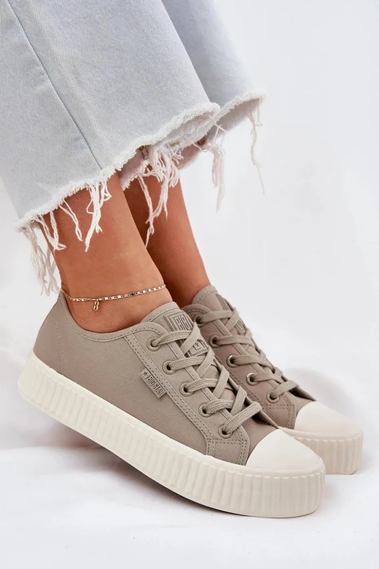 Online Big Star Shoes Materiałowe Trampki Damskie Na Platformie Big Star RR274779 Szare Szary