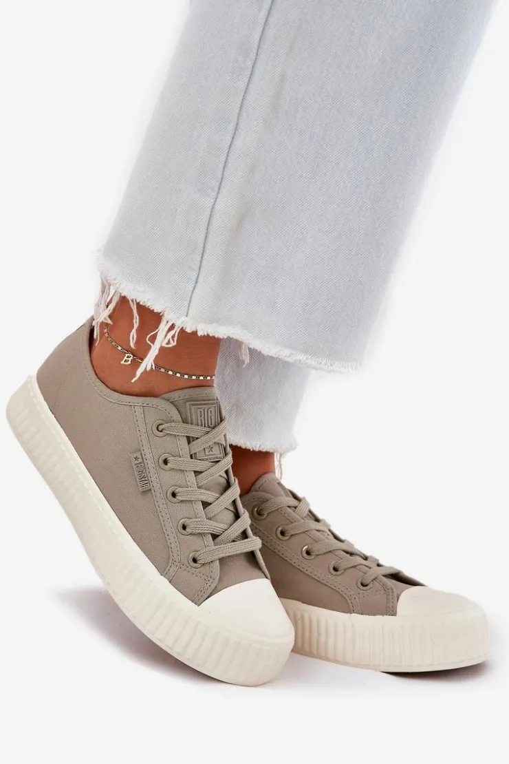 Online Big Star Shoes Materiałowe Trampki Damskie Na Platformie Big Star RR274779 Szare Szary