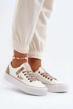 Lee Cooper Trampki Damskie Niskie*Materiałowe Trampki Damskie LCW-24-31-2198 Białe