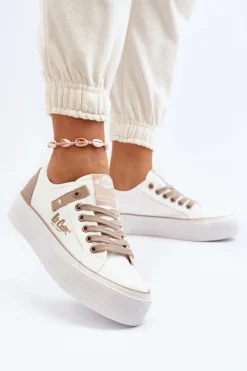 Lee Cooper Trampki Damskie Niskie*Materiałowe Trampki Damskie LCW-24-31-2198 Białe