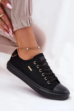 Damskie Big Star Shoes Materiałowe Trampki Damskie Big Star RR274765 Czarne