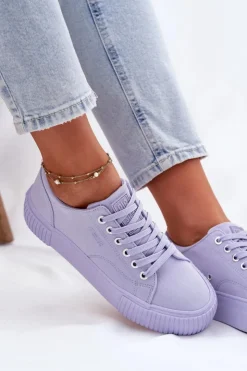 Damskie Big Star Shoes Materiałowe Trampki Damskie Big Star RR274406 Fioletowe