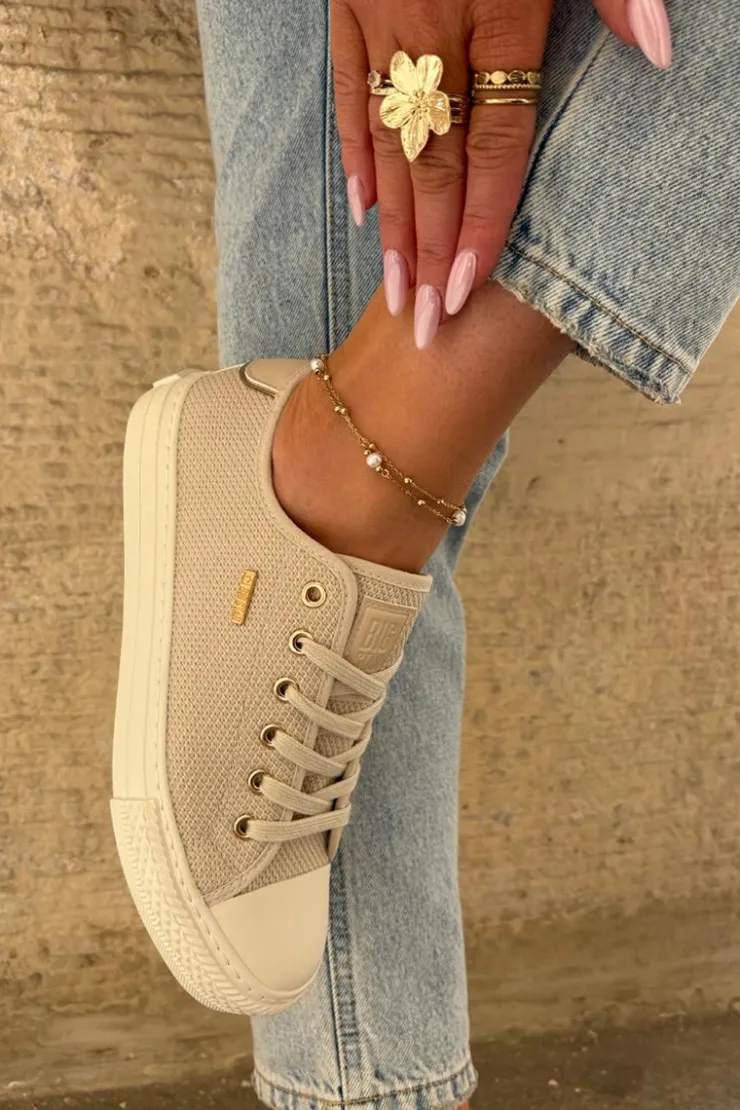 Discount Big Star Shoes Materiałowe Trampki Damskie Big Star RR274767 Beżowe Beżowy