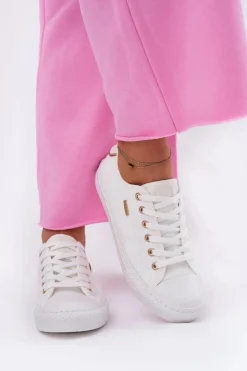 Big Star Shoes Trampki Damskie Big Star|Trampki Damskie Niskie*Materiałowe Trampki Damskie Big Star RR274766 Białe Biały