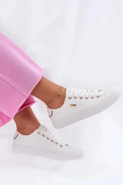 Big Star Shoes Trampki Damskie Big Star|Trampki Damskie Niskie*Materiałowe Trampki Damskie Big Star RR274766 Białe Biały