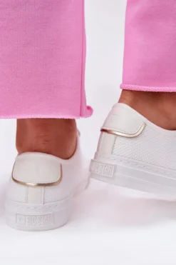 Big Star Shoes Trampki Damskie Big Star|Trampki Damskie Niskie*Materiałowe Trampki Damskie Big Star RR274766 Białe Biały