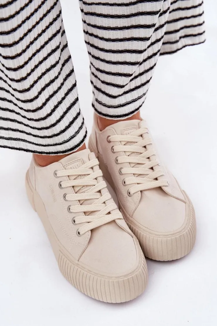 Big Star Shoes Trampki Damskie Big Star|Trampki Damskie Niskie*Materiałowe Trampki Damskie Big Star RR274407 Beżowe Beżowy