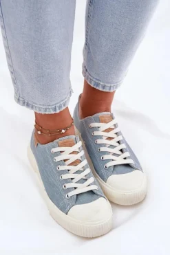 Big Star Shoes Materiałowe Trampki Damskie Big Star RR274796 e Niebieski