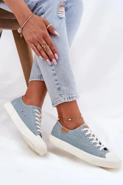 Big Star Shoes Materiałowe Trampki Damskie Big Star RR274796 e Niebieski