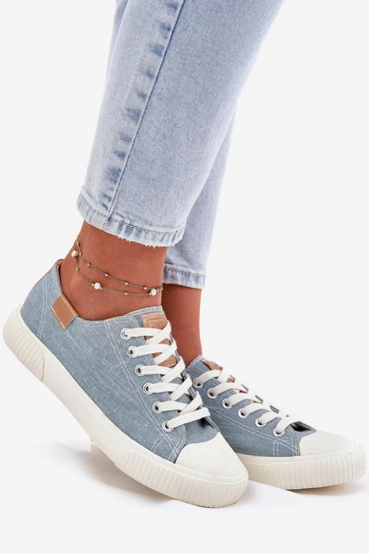 Big Star Shoes Materiałowe Trampki Damskie Big Star RR274796 e Niebieski