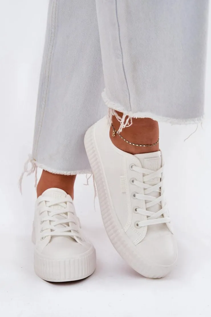 Damskie Big Star Shoes Materiałowe Trampki Damskie Na Platformie Big Star RR274776 Białe