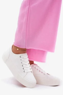 Big Star Shoes Trampki Damskie Big Star|Trampki Damskie Niskie*Materiałowe Trampki Damskie Big Star RR274405 Białe Biały