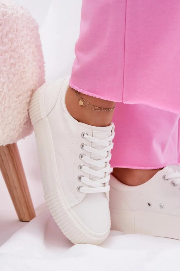 Big Star Shoes Trampki Damskie Big Star|Trampki Damskie Niskie*Materiałowe Trampki Damskie Big Star RR274405 Białe Biały