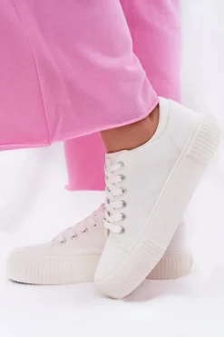 Big Star Shoes Trampki Damskie Big Star|Trampki Damskie Niskie*Materiałowe Trampki Damskie Big Star RR274405 Białe Biały