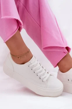 Big Star Shoes Trampki Damskie Big Star|Trampki Damskie Niskie*Materiałowe Trampki Damskie Big Star RR274405 Białe Biały