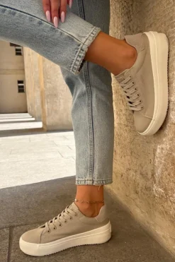 Big Star Shoes Trampki Damskie Big Star|Trampki Damskie Niskie*Materiałowe Trampki Damskie Na Platformie Big Star RR274465 Beżowe