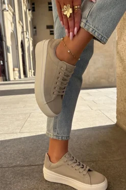 Big Star Shoes Trampki Damskie Big Star|Trampki Damskie Niskie*Materiałowe Trampki Damskie Na Platformie Big Star RR274465 Beżowe