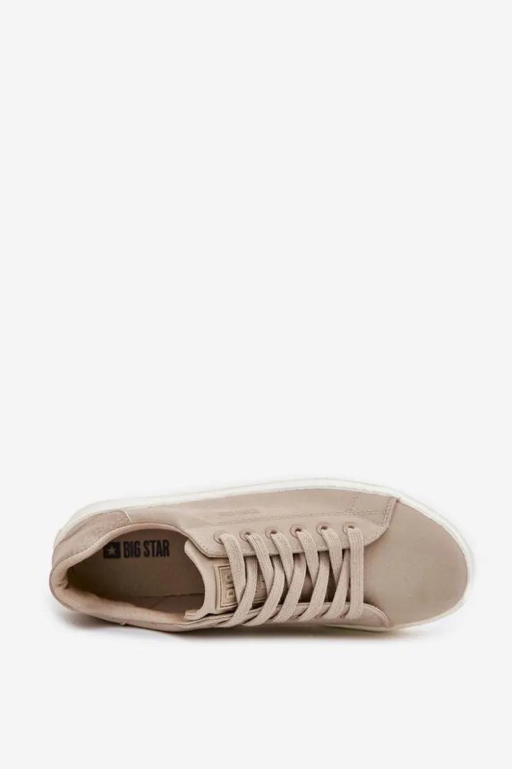 Big Star Shoes Trampki Damskie Big Star|Trampki Damskie Niskie*Materiałowe Trampki Damskie Na Platformie Big Star RR274465 Beżowe