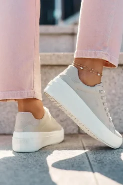 Big Star Shoes Trampki Damskie Big Star|Trampki Damskie Niskie*Materiałowe Trampki Damskie Na Platformie Big Star RR274465 Beżowe