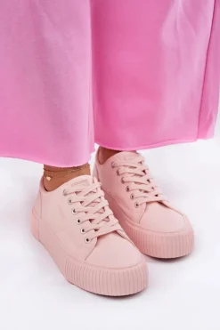 Discount Big Star Shoes Materiałowe Trampki Damskie Big Star RR274404 Różowe