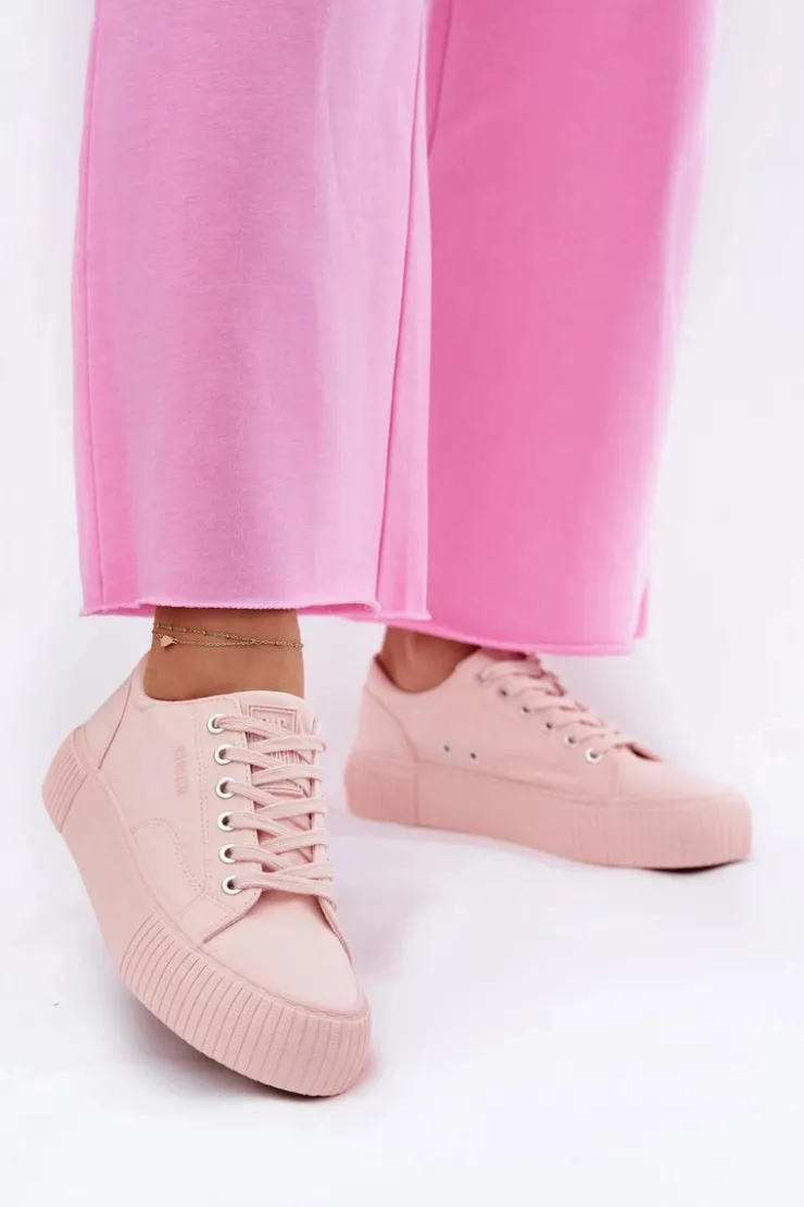 Discount Big Star Shoes Materiałowe Trampki Damskie Big Star RR274404 Różowe