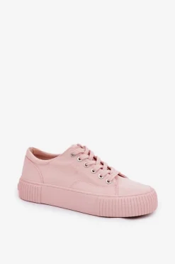 Discount Big Star Shoes Materiałowe Trampki Damskie Big Star RR274404 Różowe