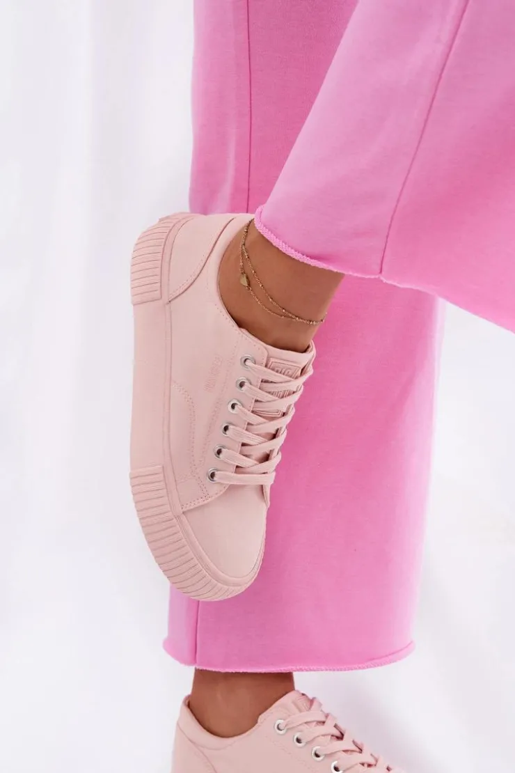 Discount Big Star Shoes Materiałowe Trampki Damskie Big Star RR274404 Różowe