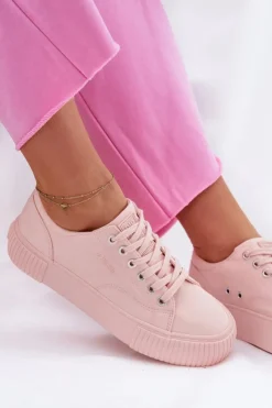 Discount Big Star Shoes Materiałowe Trampki Damskie Big Star RR274404 Różowe