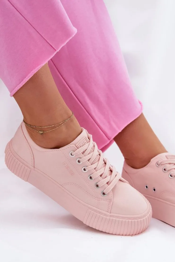 Discount Big Star Shoes Materiałowe Trampki Damskie Big Star RR274404 Różowe