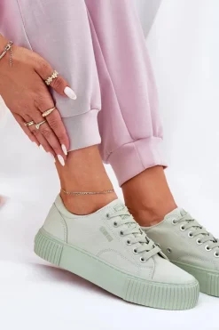 Big Star Shoes Trampki Damskie Big Star|Trampki Damskie Niskie*Materiałowe Trampki Damskie Big Star RR274408 Zielone