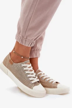 Damskie Big Star Shoes Materiałowe Trampki Damskie Big Star RR274795 Beżowe